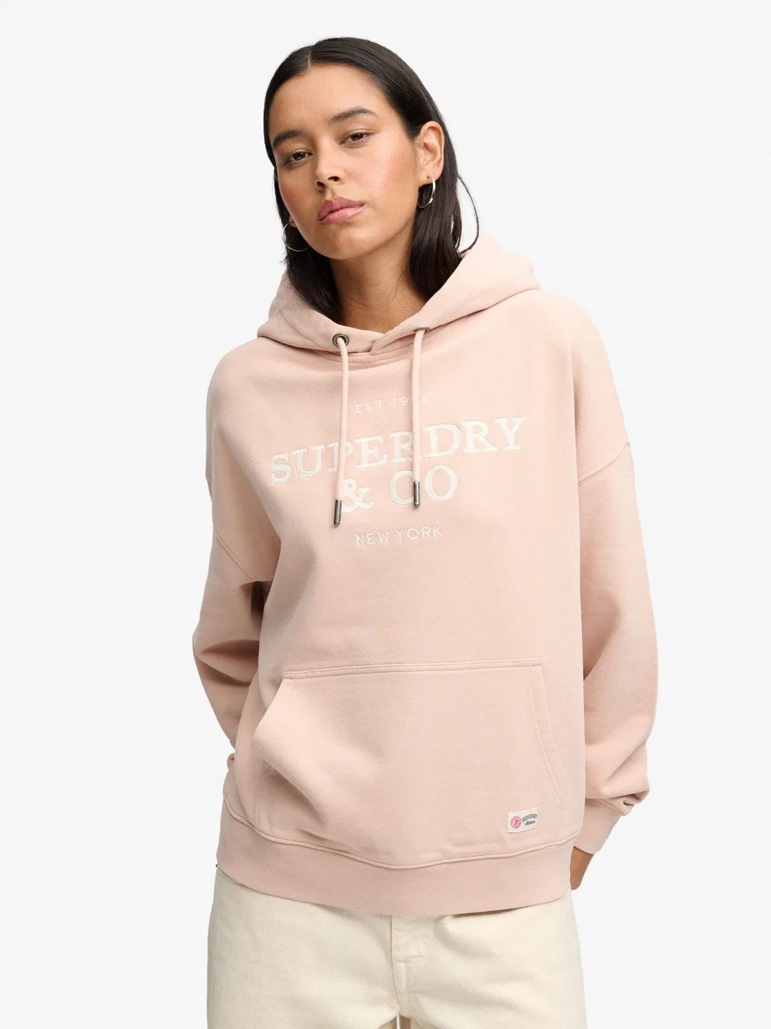 Худи оверсайз с вышивкой Luxe Casual Relaxed Hoodie Superdry, розовый