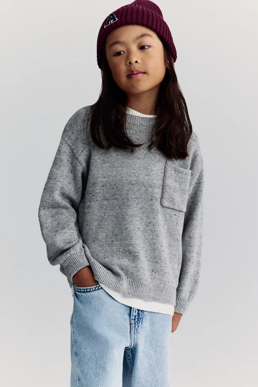Хлопковый свитер H&M, Grau