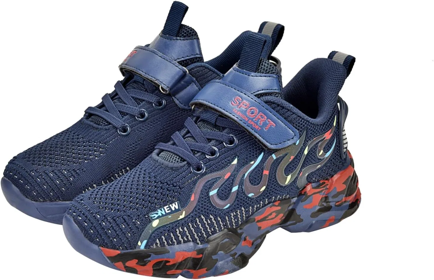 Детские кроссовки из дышащей сетки для мальчиков и девочек Kihizgwer, Dark Blue/Red — фото 3
