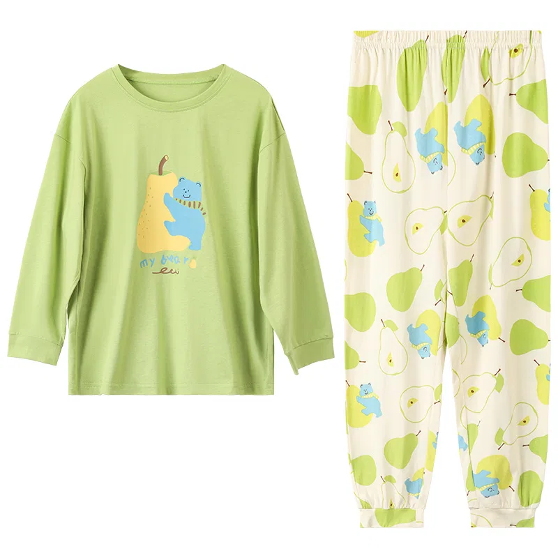 Детский комплект пижамы с принтом Red bean, Spring Morning Green