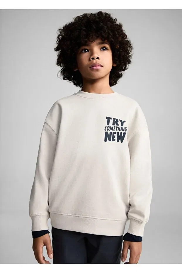 Детские свитшот для мальчиков с принтом Berto8 Mango Kids, Natural White