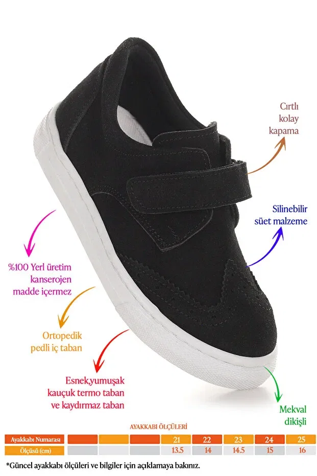 Детские повседневные туфли на липучке с коротким каблуком Richie Kiko Kids, Black — фото 2