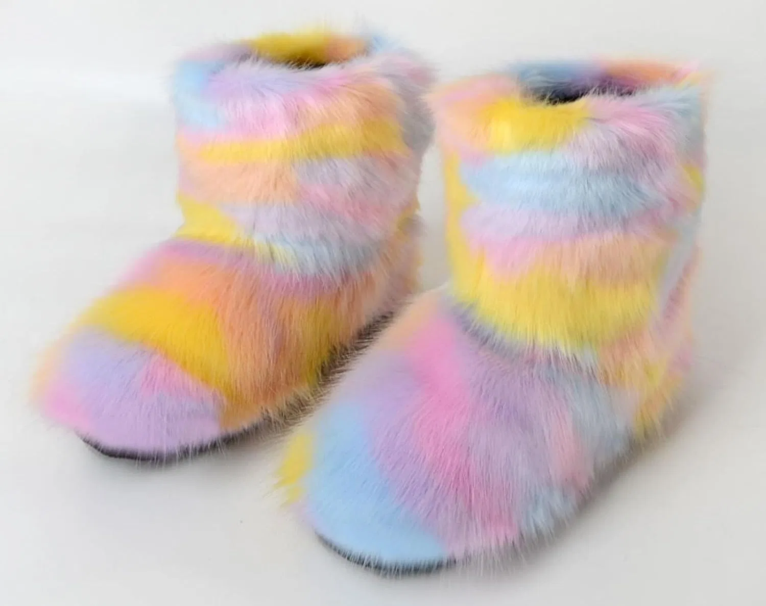 Детские зимние сапоги для девочек с искусственным мехом Urmycos, Yellow Purple Blue — фото 3
