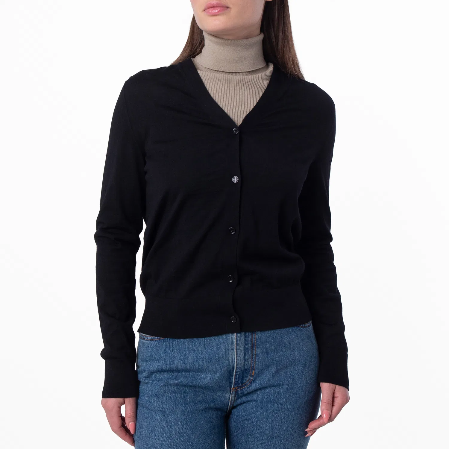Кардиган женский шерстяной с V-образным вырезом V-Neck Wool Knit Cardigan Burberry, Black