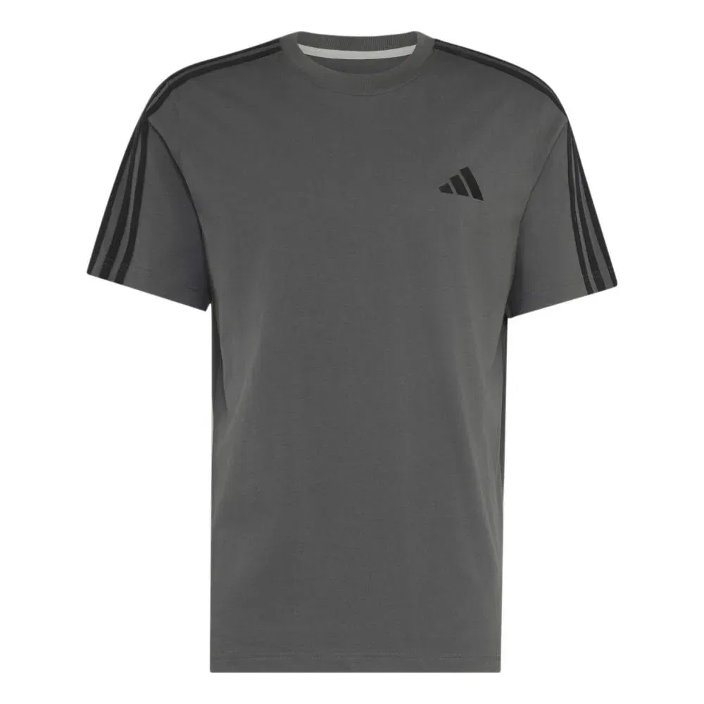 Мужская футболка с принтом Essentials 3 Stripes Adidas, Grey — фото 3