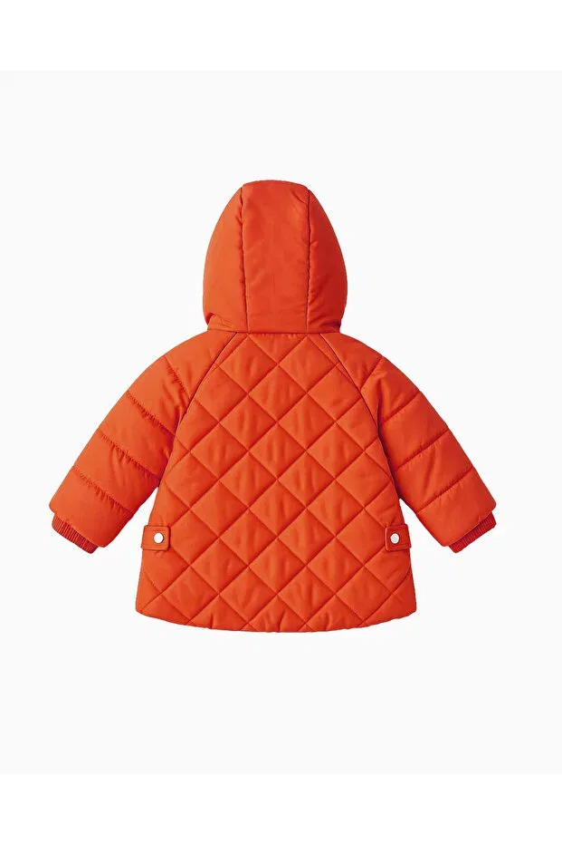 Детское пальто для девочек с капюшоном Tile Orange Emsun, Tile Orange — фото 4