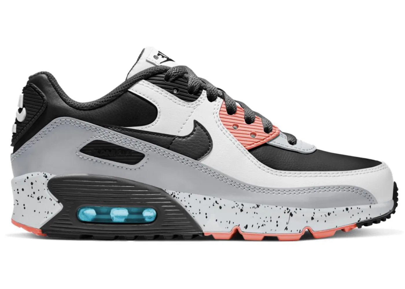 Детские кроссовки Lifestyle Nike Air Max 90 Leather, White Turf Orange Aquamarine Black