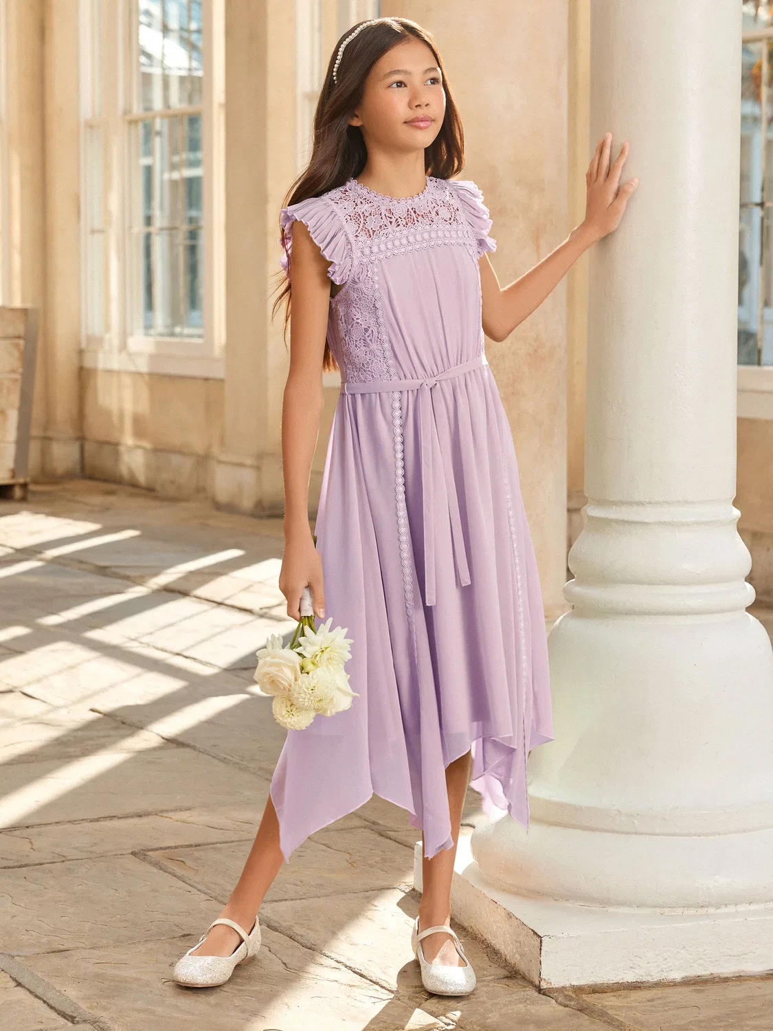 Платье кружевное с воланами Lipsy Lilac Purple, сиреневый — фото 3