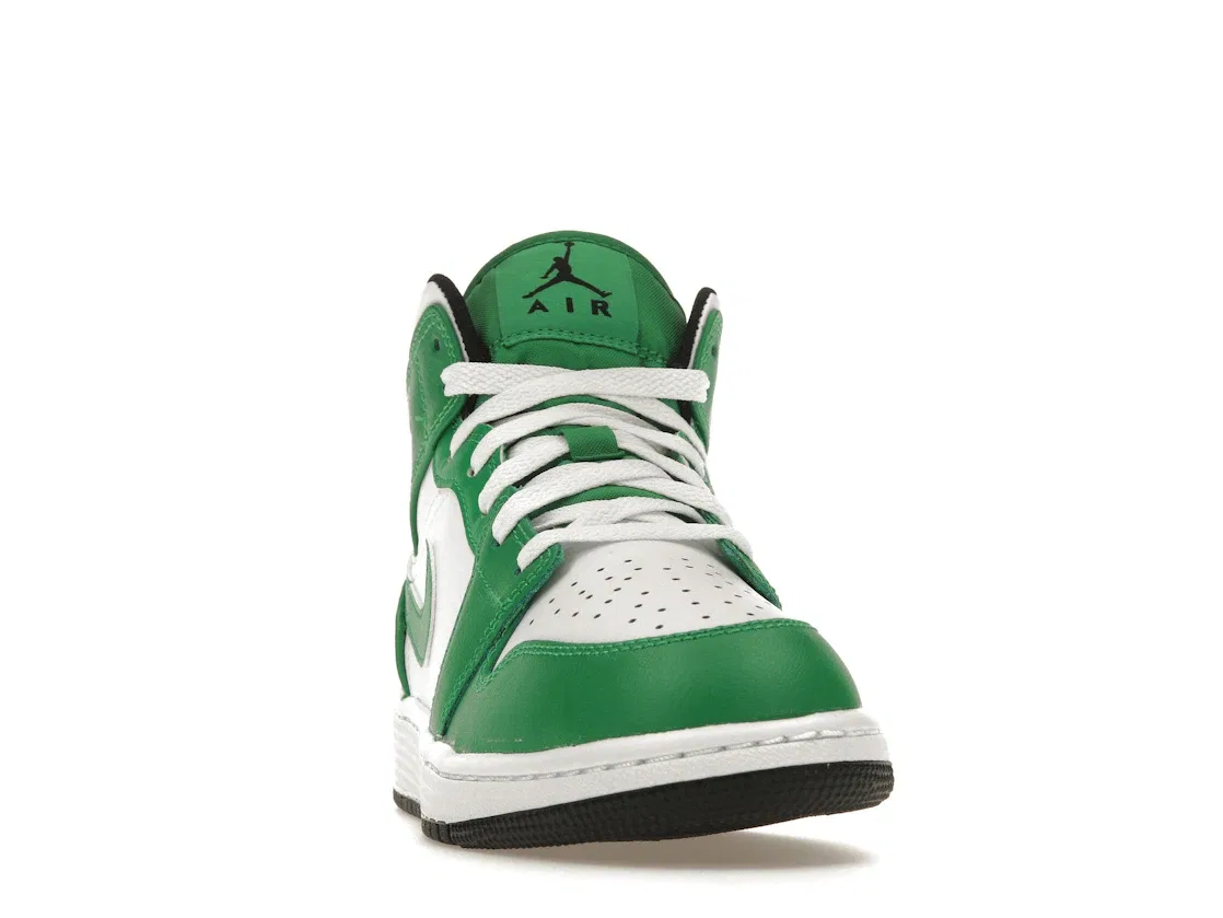Детские кроссовки с перфорированным носком Jordan 1 Mid Lucky Green Jordan, Lucky Green/Black/White — фото 2