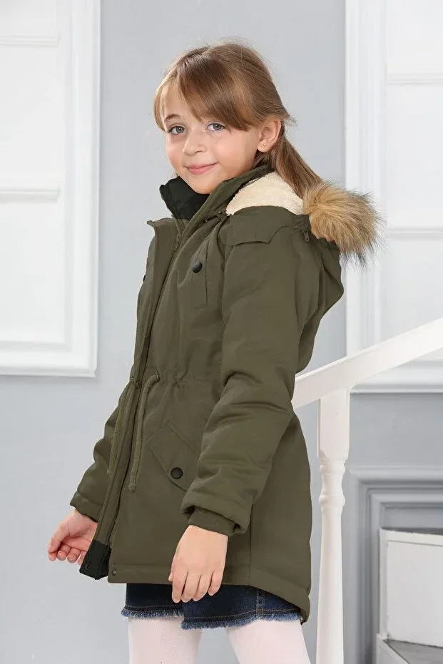 Детское пальто для девочек с длинным рукавом Asortix, Khaki