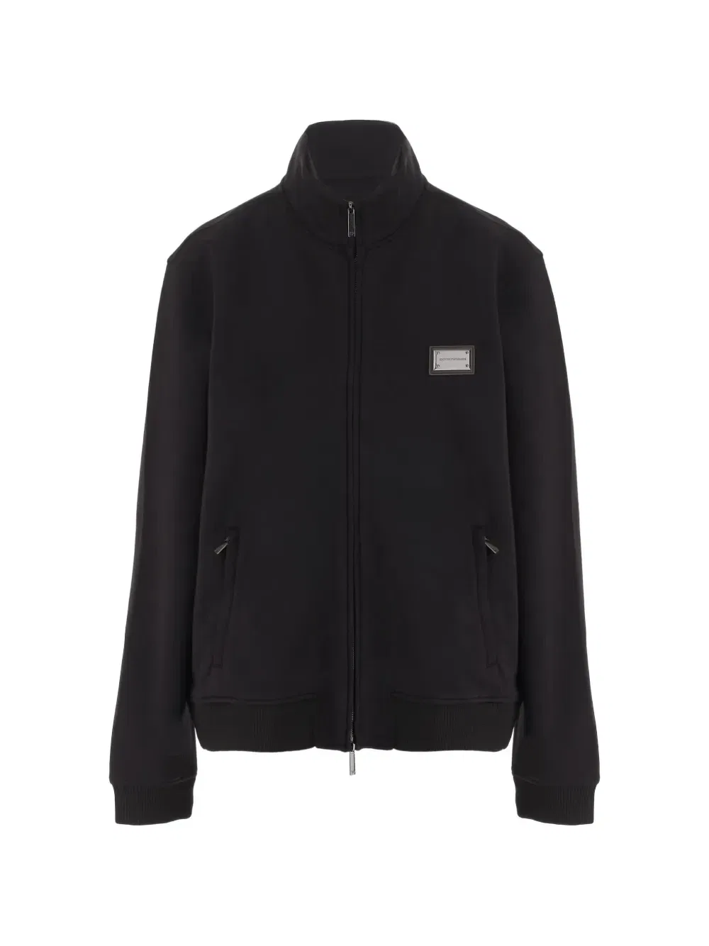 Вязаный свитшот на молнии с логотипом Emporio Armani, черный