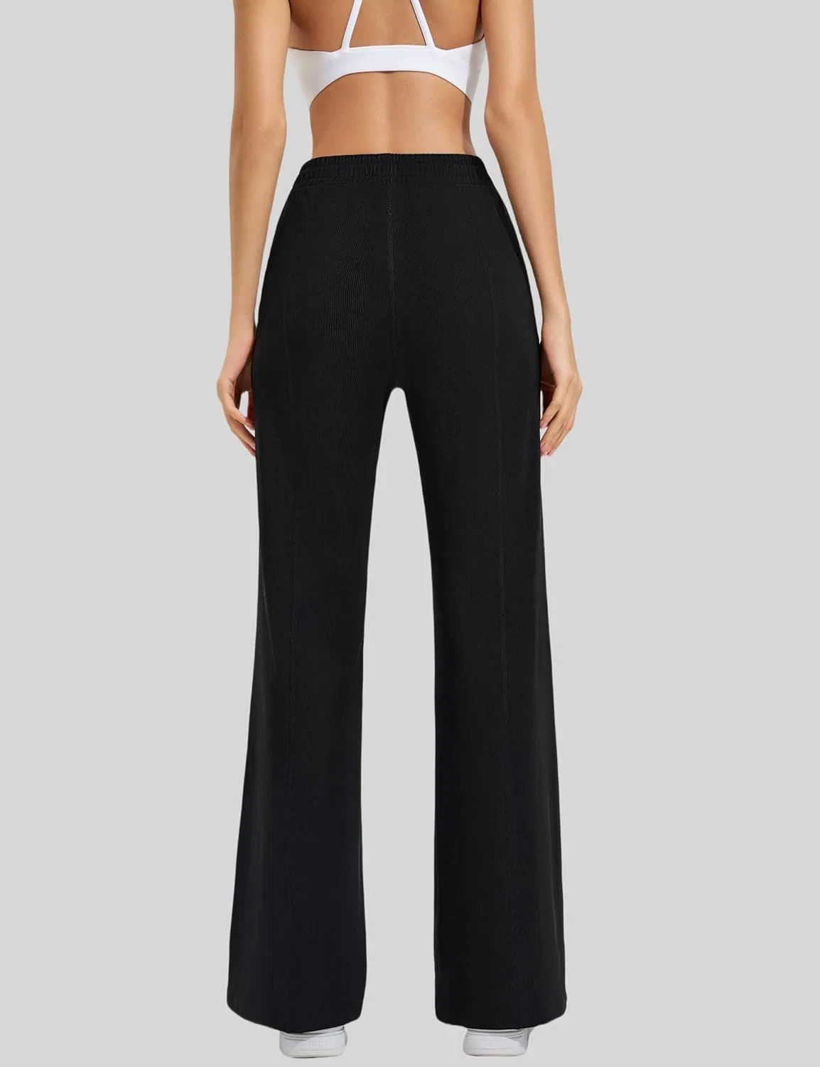 Женские брюки-палаццо с высокой талией, широкими штанинами, в деловом и повседневном стиле, с эластичным поясом и карманами — фото 3