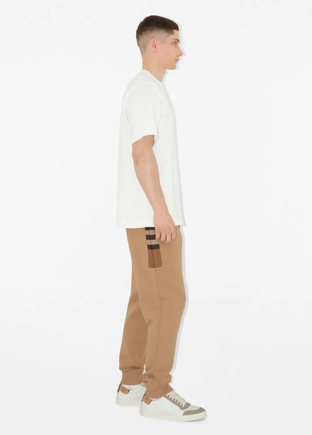 Брюки Burberry Check Panel, бежевый — фото 3