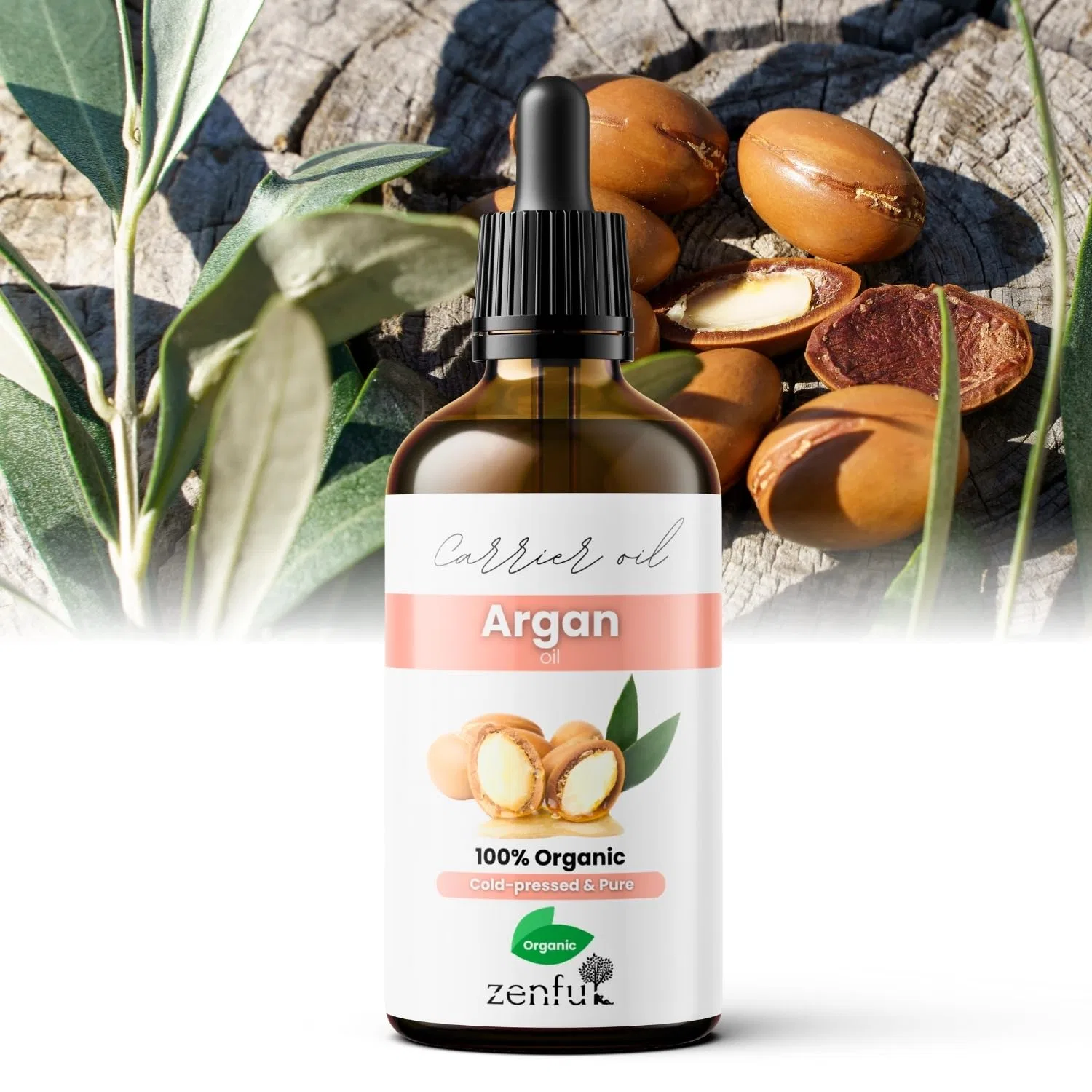 Масло для волос и кожи Аргановое Organic, Pure & Cold Pressed, 100 мл Zenful