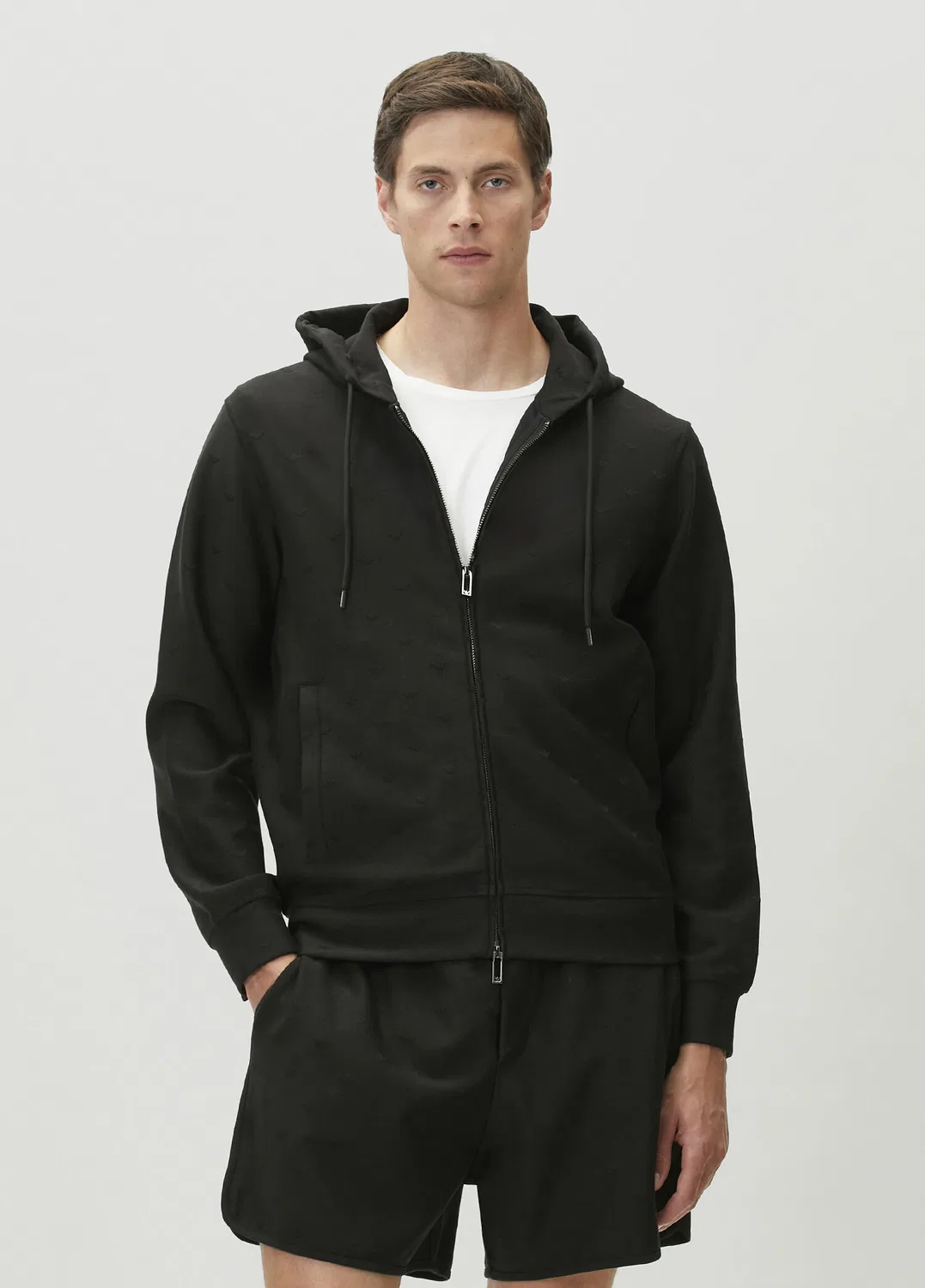 Свитшот с капюшоном с логотипом Emporio Armani, black
