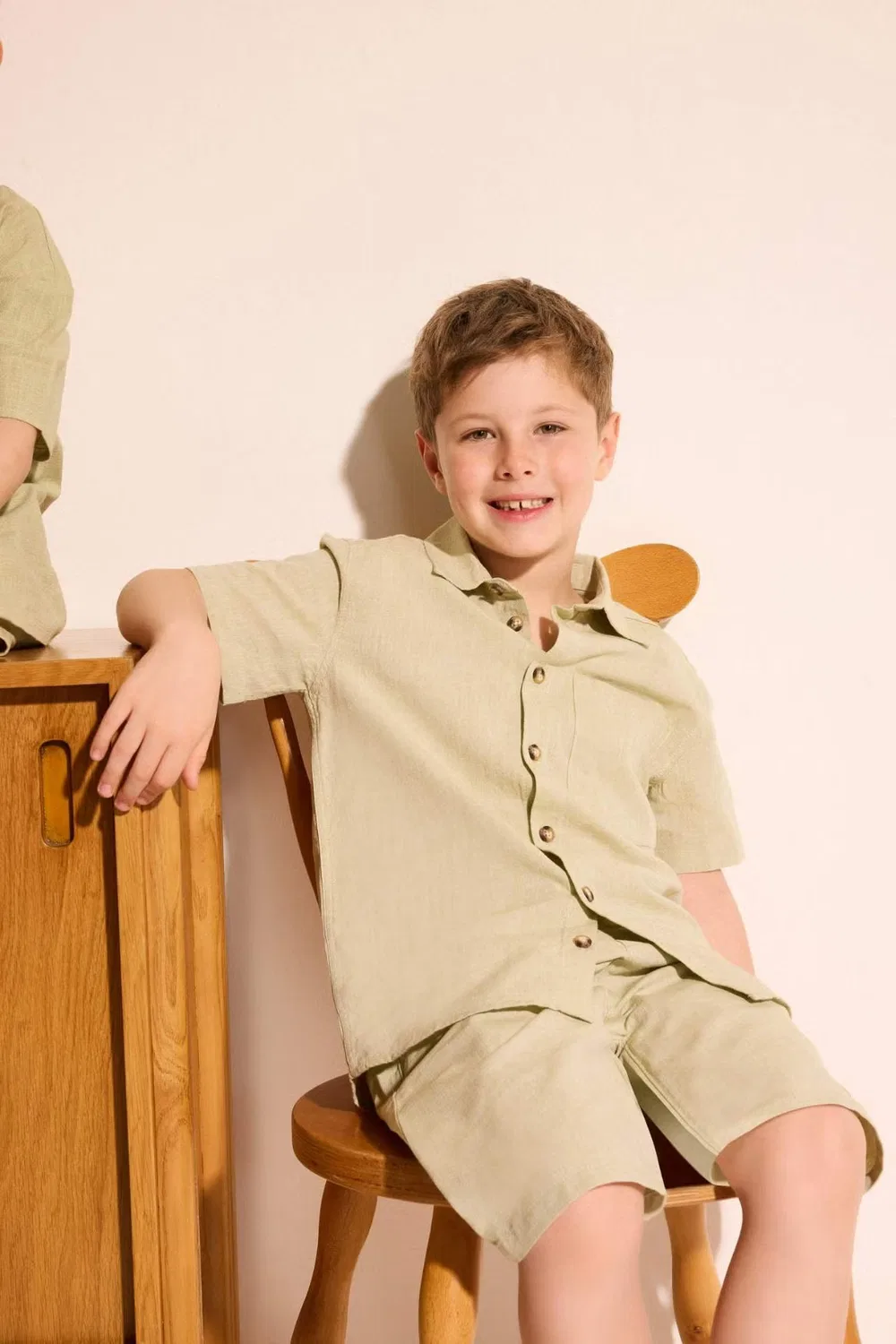 Рубашка с коротким рукавом оверсайз Boy oversize fit short sleeve shirt Defacto, зеленый — фото 3