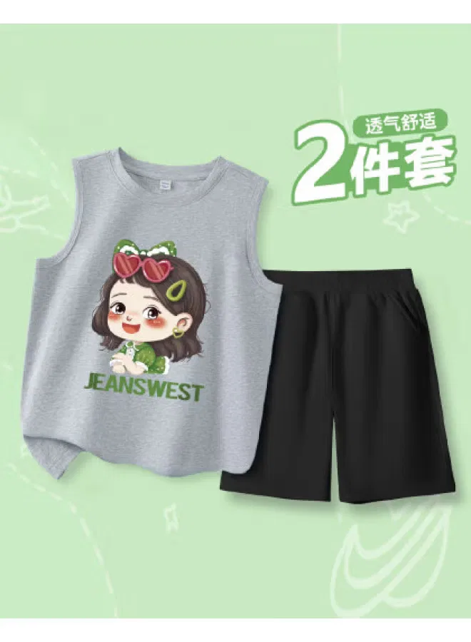 Комплект майка и шорты хлопковый 5-дюймовые для мальчиков Jeanswest, серый меланж