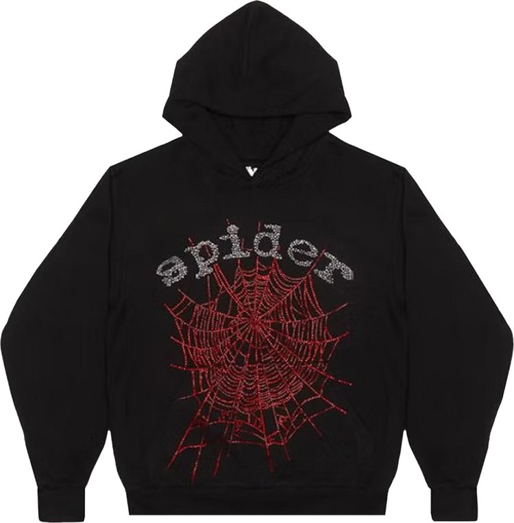 Худи Sp5der OG Rhinestone Hoodie 'Black', черный - фото