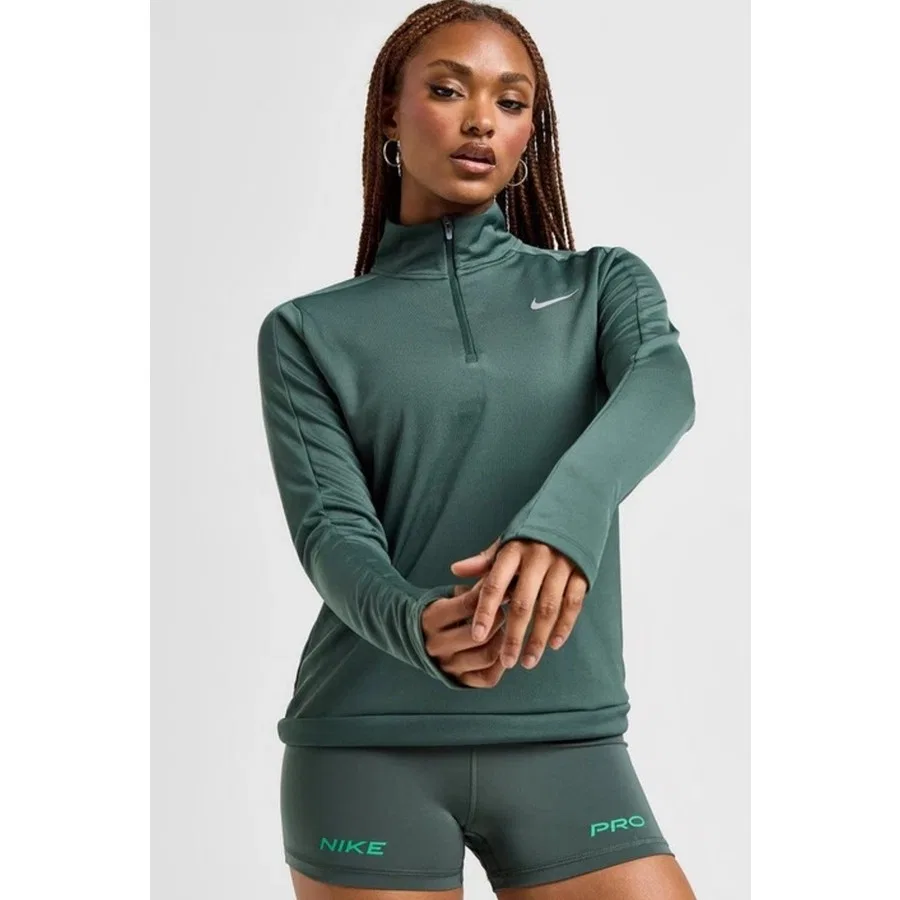 Женский свитшот с принтом Running Dri-Fit Pacer Nike, Темно-зеленый
