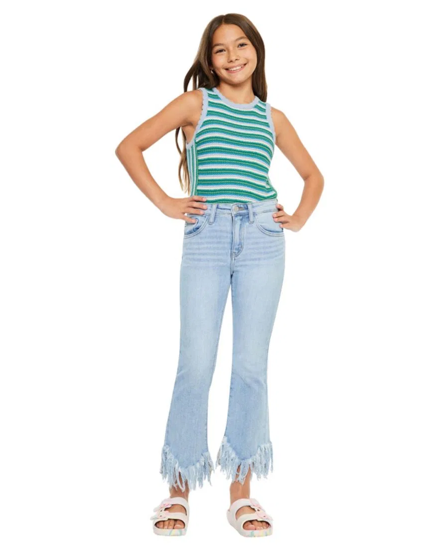 Джинсы клеш с высокой посадкой Beth High Rise Crop Bootcut KanCan, Medium Blue — фото 4