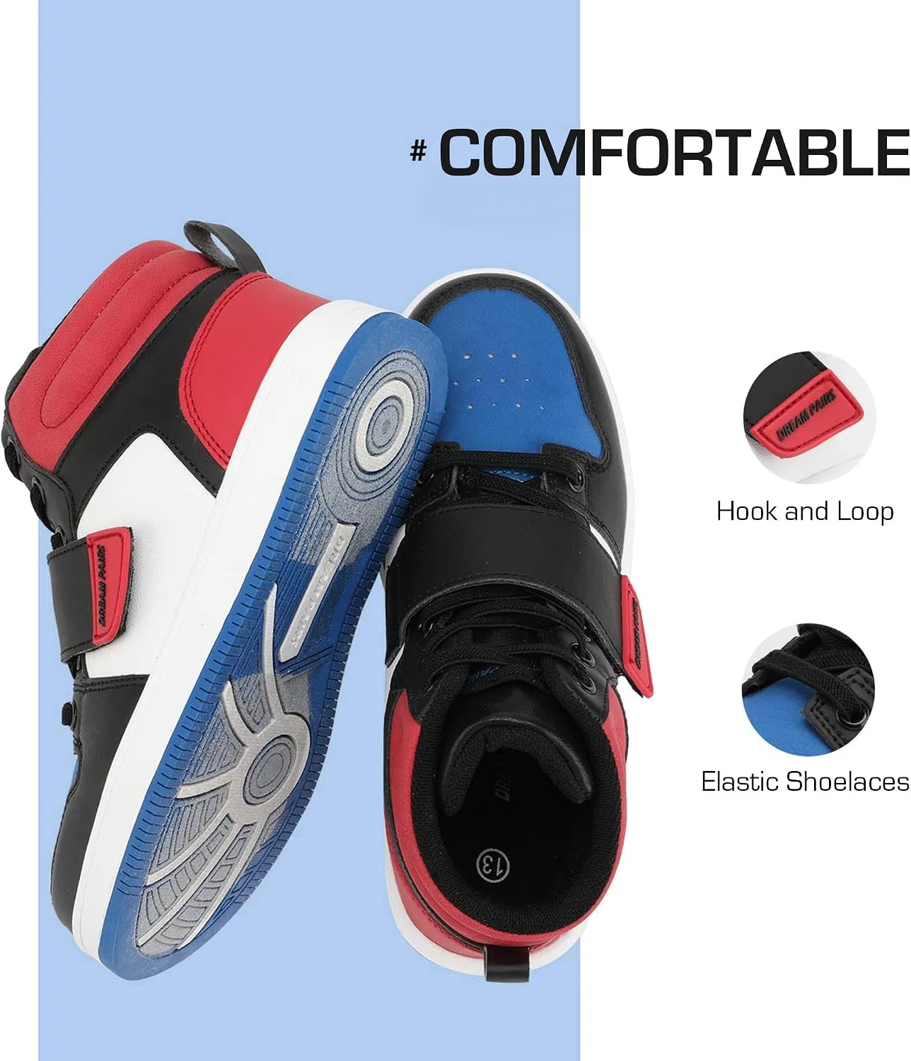 Детские кроссовки высокие LilLegends Skyhigh DREAM PAIRS, Red/Blue/Black — фото 3