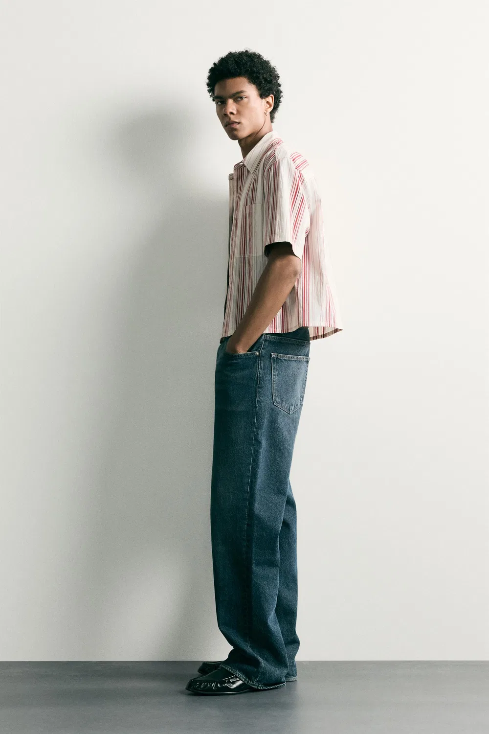 Полосатая рубашка свободного кроя ZARA, Pink — фото 4