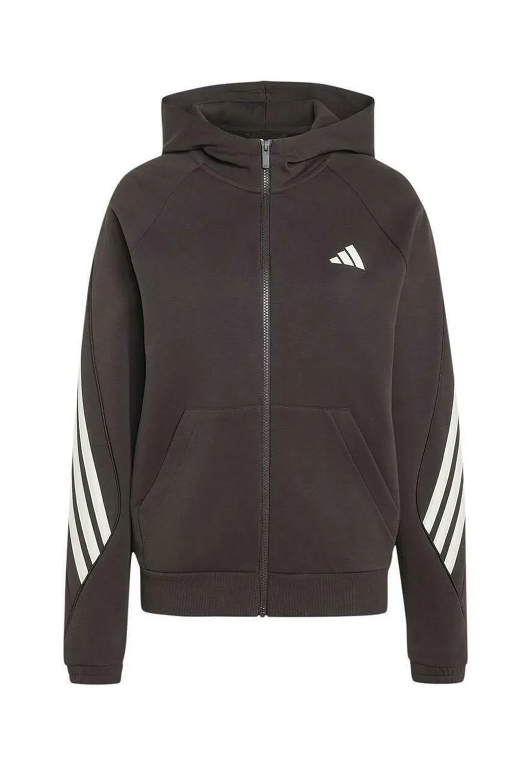 Женская куртка Sudaderas adidas sta 3s кремового цвета - толстовка на молнии Adidas Performance, Brown — фото 4
