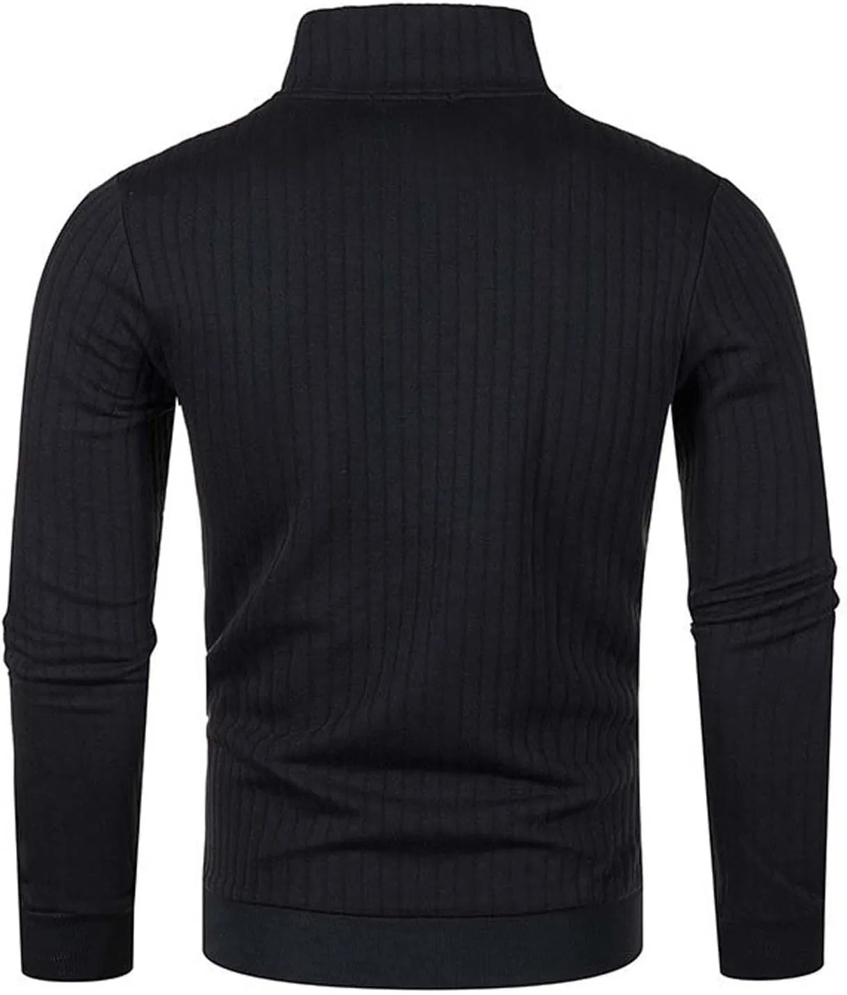 Мужская легкая вязаная рубашка с молнией Slim Fit, Black — фото 4