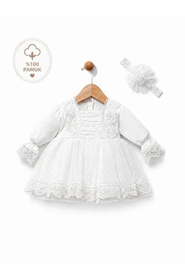 Детский комплект платьев с кружевом для девочек Minimay, White Cream Pink