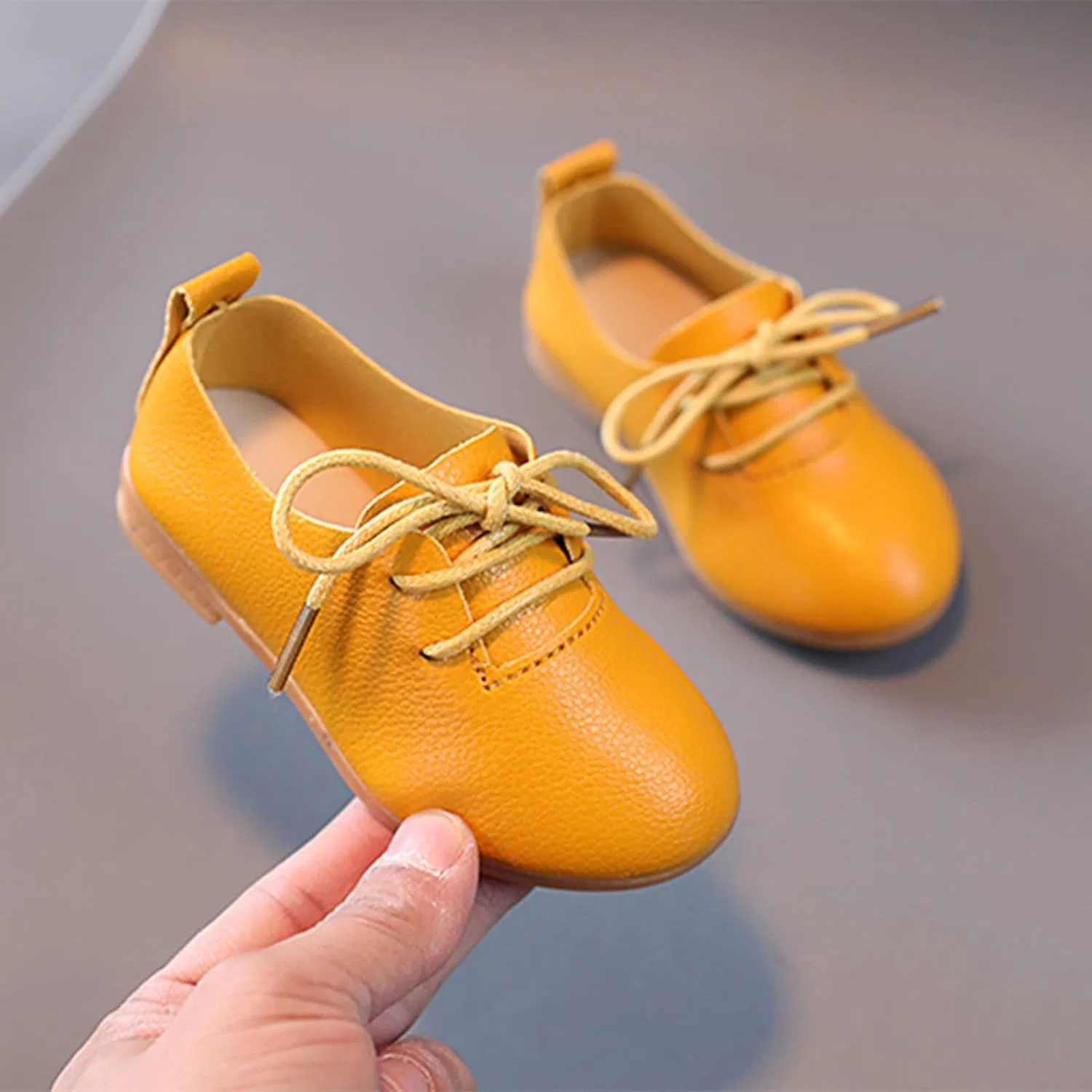 Детские ботинки для девочек с круглым мысом, Yellow — фото 3