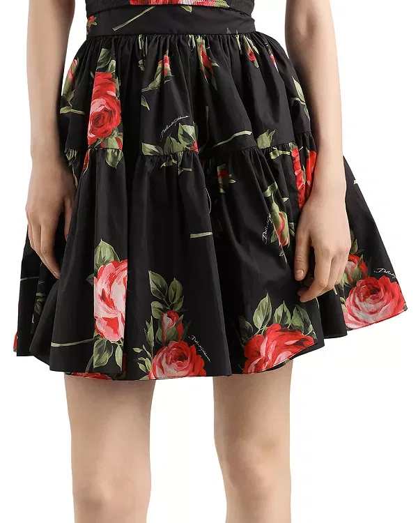 Женская юбка с принтом Rose Bouquet Print Dolce & Gabbana, Black Print