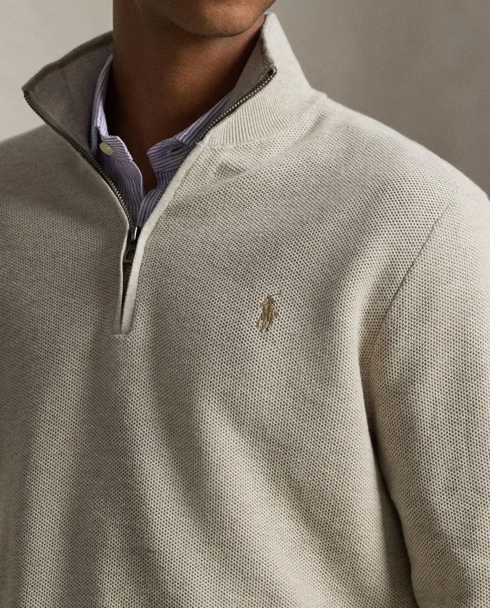 Мужской джемпер с полузастежкой-молнией Polo Ralph Lauren, Marrón Suave — фото 3