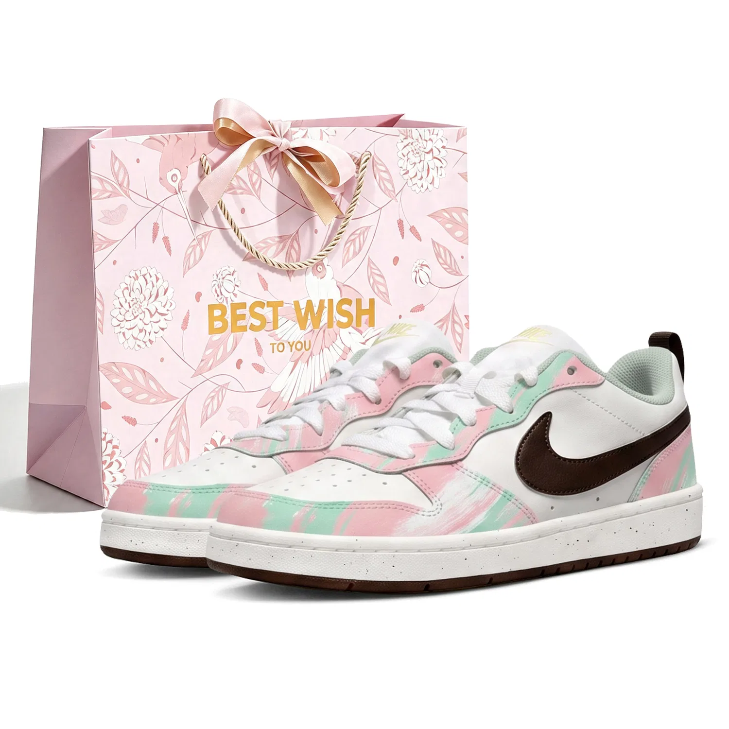 Детские кроссовки для скейтбординга с принтом Nike Court Borough, Nike, Pink Limited Shopping Bag