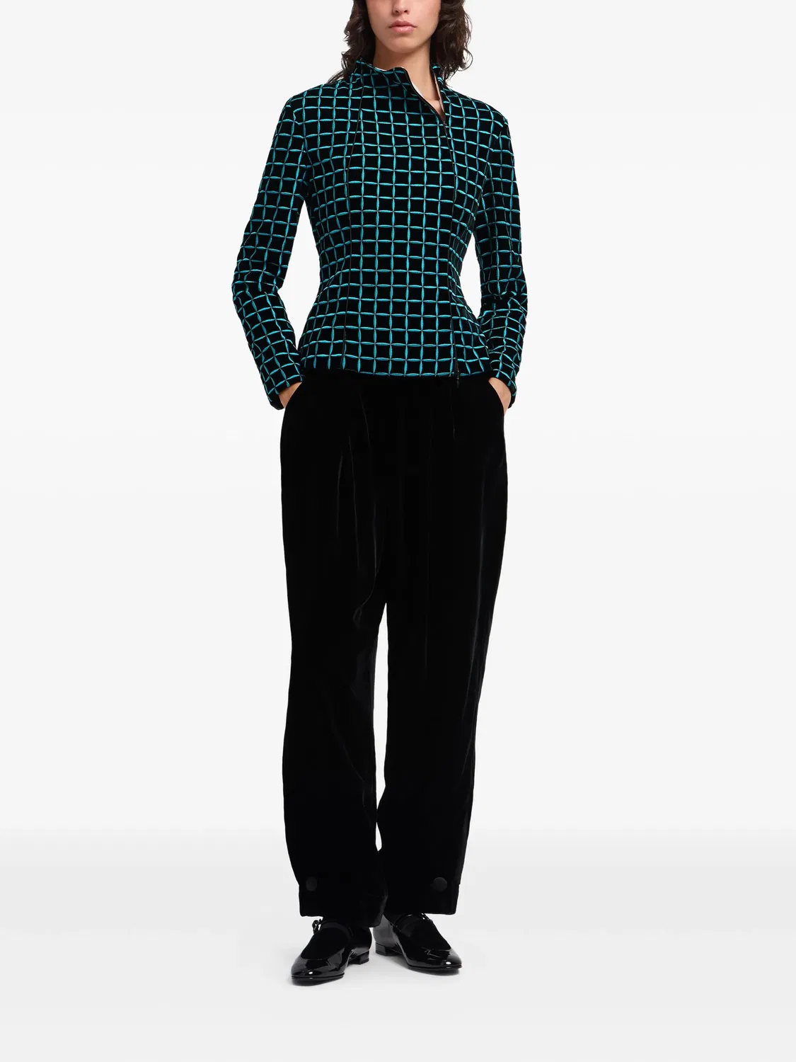 Плотная куртка в клетку Emporio Armani, черный — фото 2