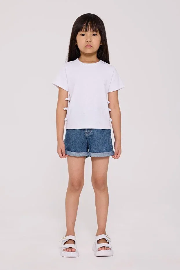 Детская футболка для девочек с коротким рукавом Tyess Basic, White