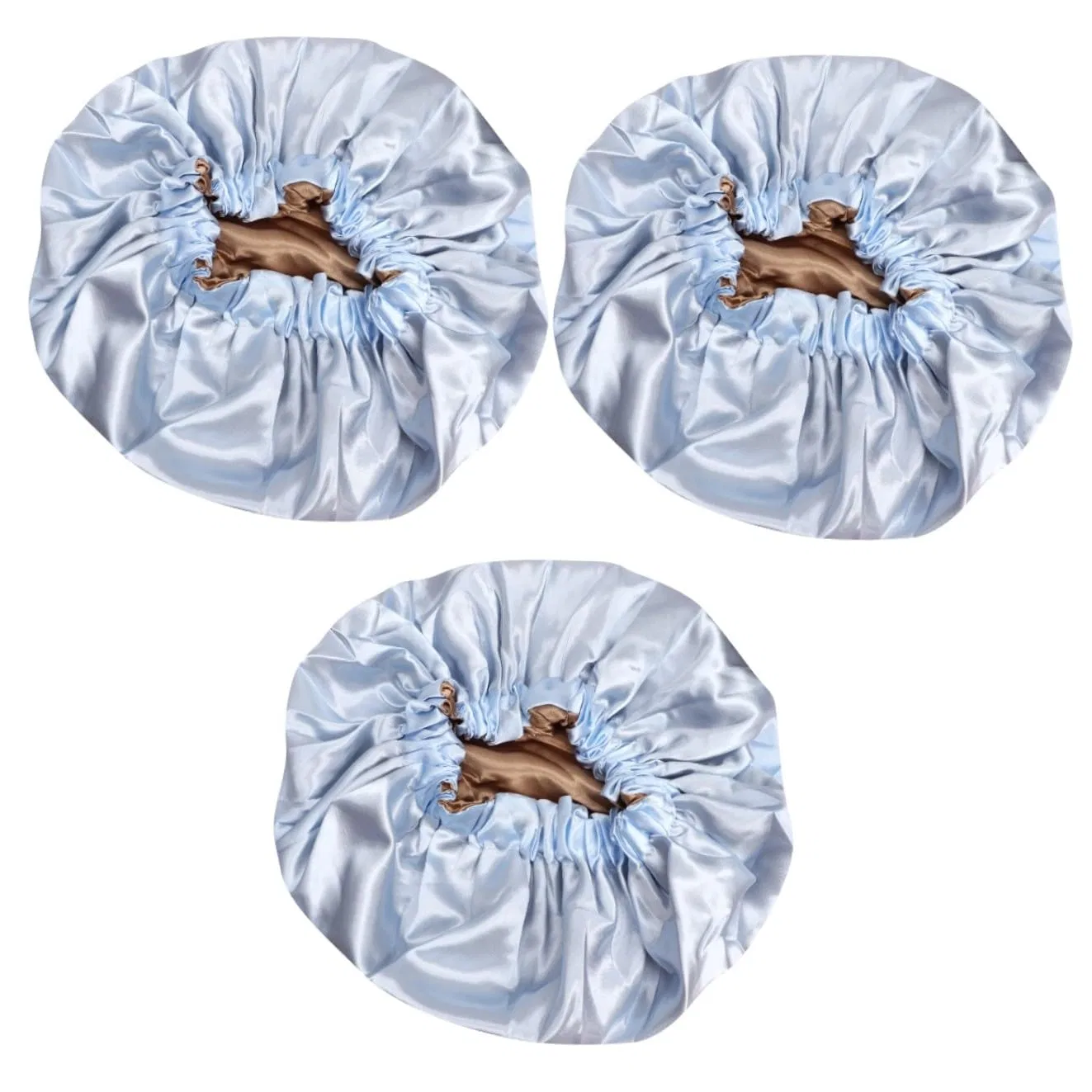 Шапочка для душа, двойной слой сатин, Healeved, 3 шт, 38x38 см, Sky Blue