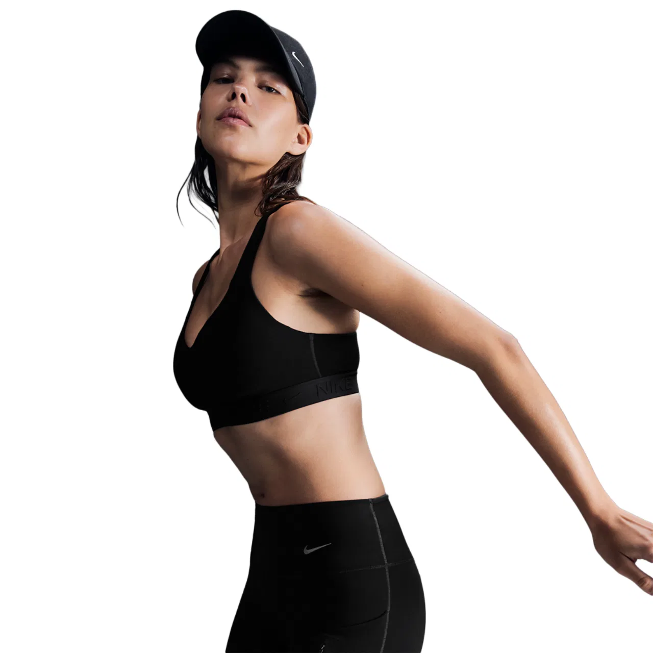 Женский спортивный бюстгальтер с высокой поддержкой Nike Indy High DF, Black/Black/Black — фото 2