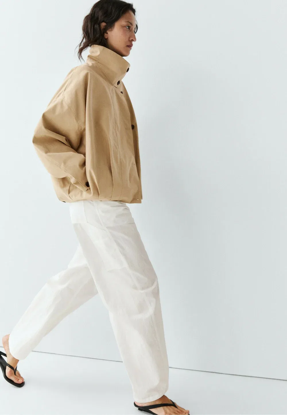 Куртка-Бомбер со складками и воротником-стойкой - куртка-бомбер Massimo Dutti, Light Brown — фото 4