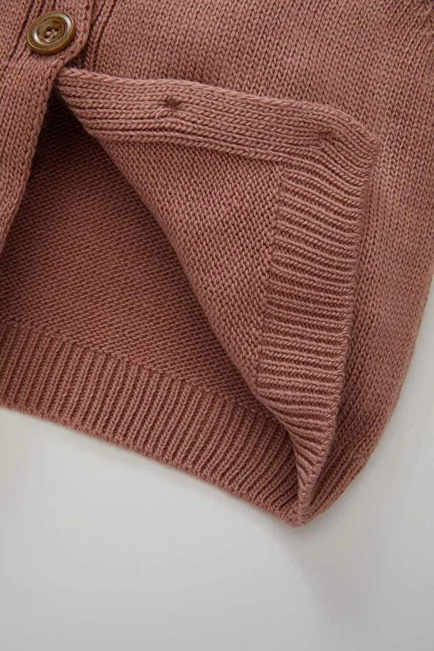 Детский кардиган для девочек хлопковый Basics Defacto, Burgundy-Br128 — фото 4