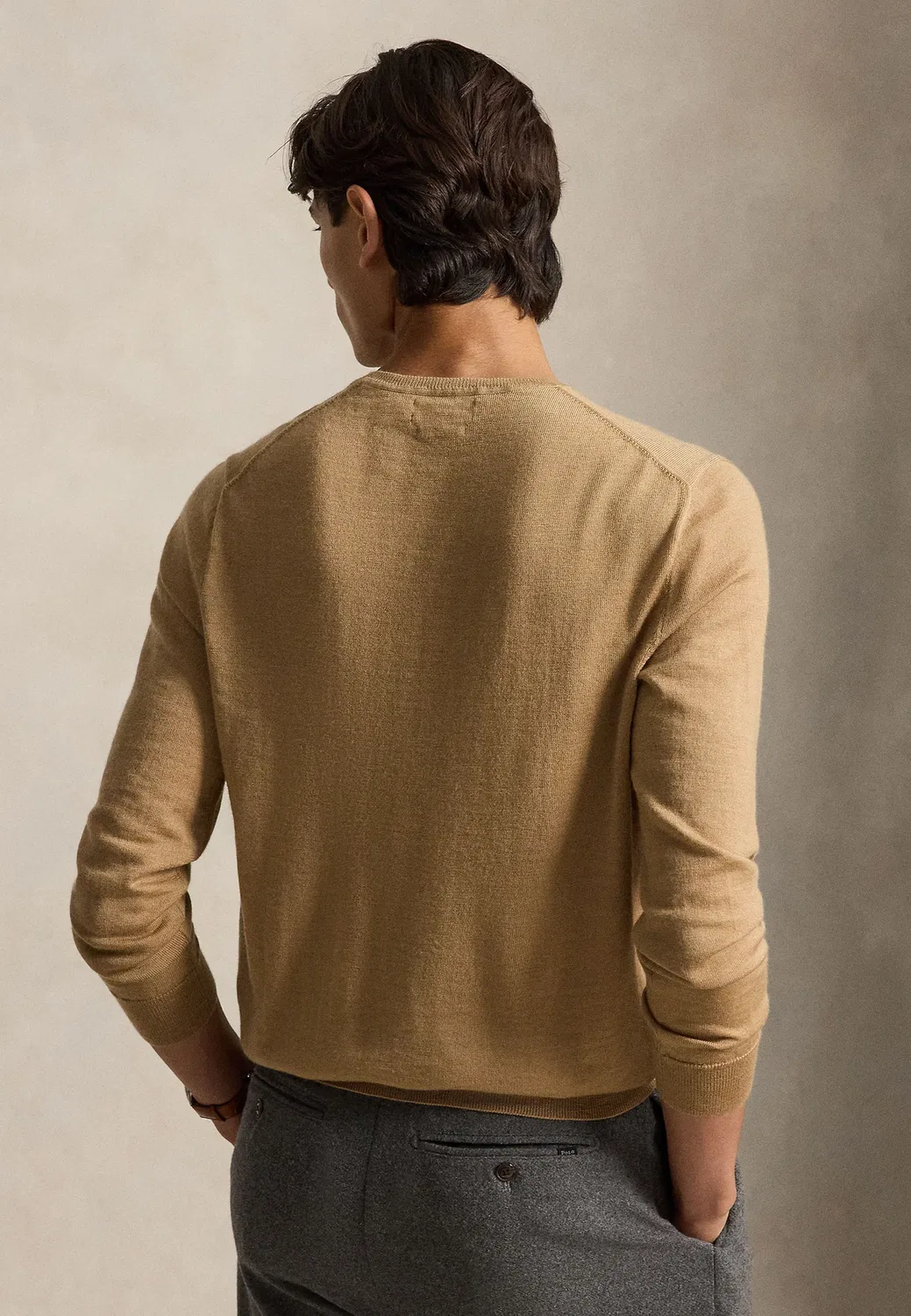 Шерстяной свитер с круглым вырезом, который можно стирать Polo Ralph Lauren, Jicama Brown Heather — фото 3