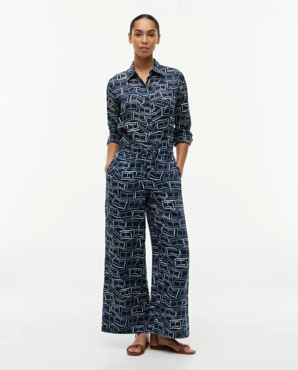Женские широкие брюки из льна Tommy Hilfiger, Azul Marino
