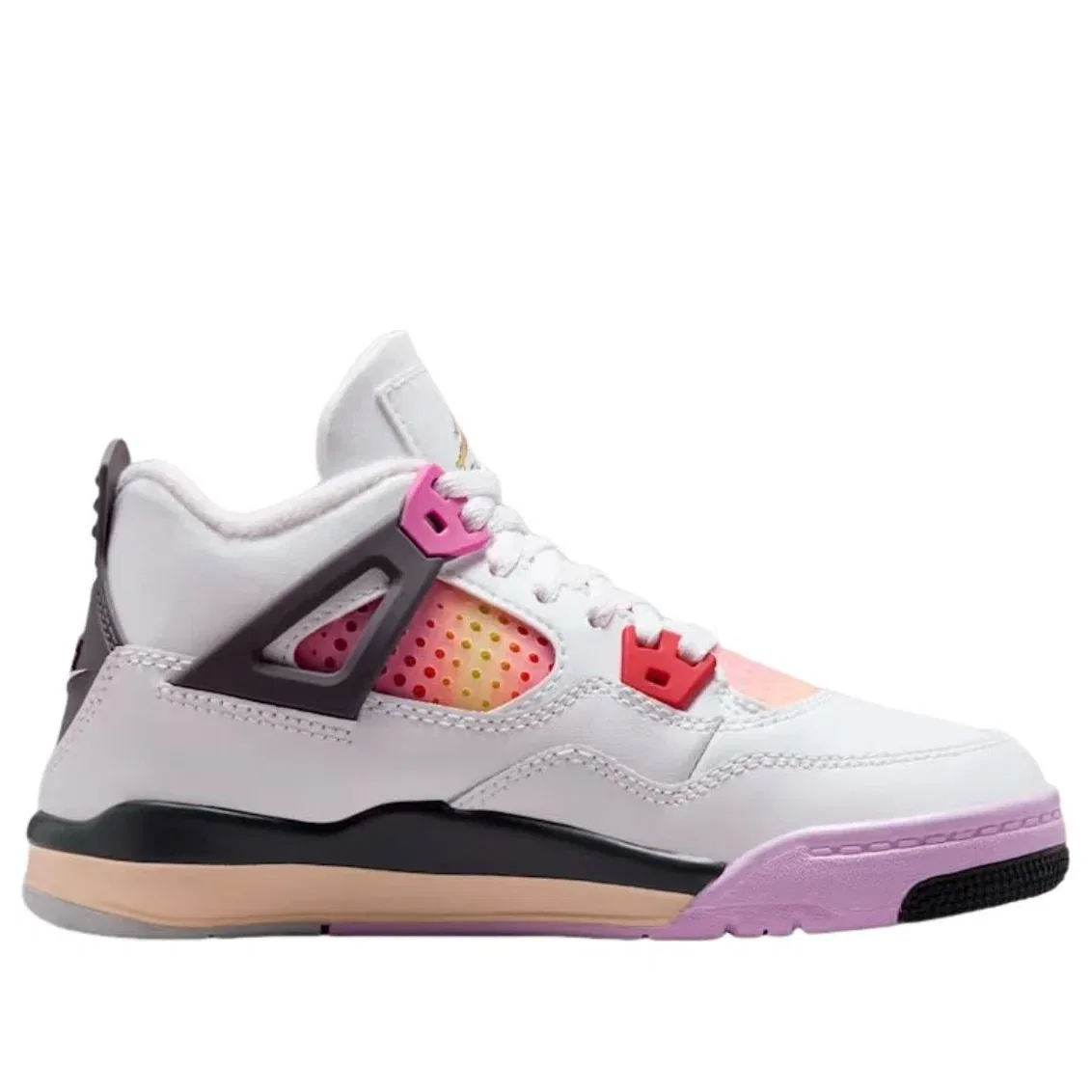 Детские кроссовки высокие Air Jordan 4 Retro 'Comic' Jordan, Off White/Anthracite/Neutral Grey/Fire Pink/Light Arctic Pink/Muslin — фото 2