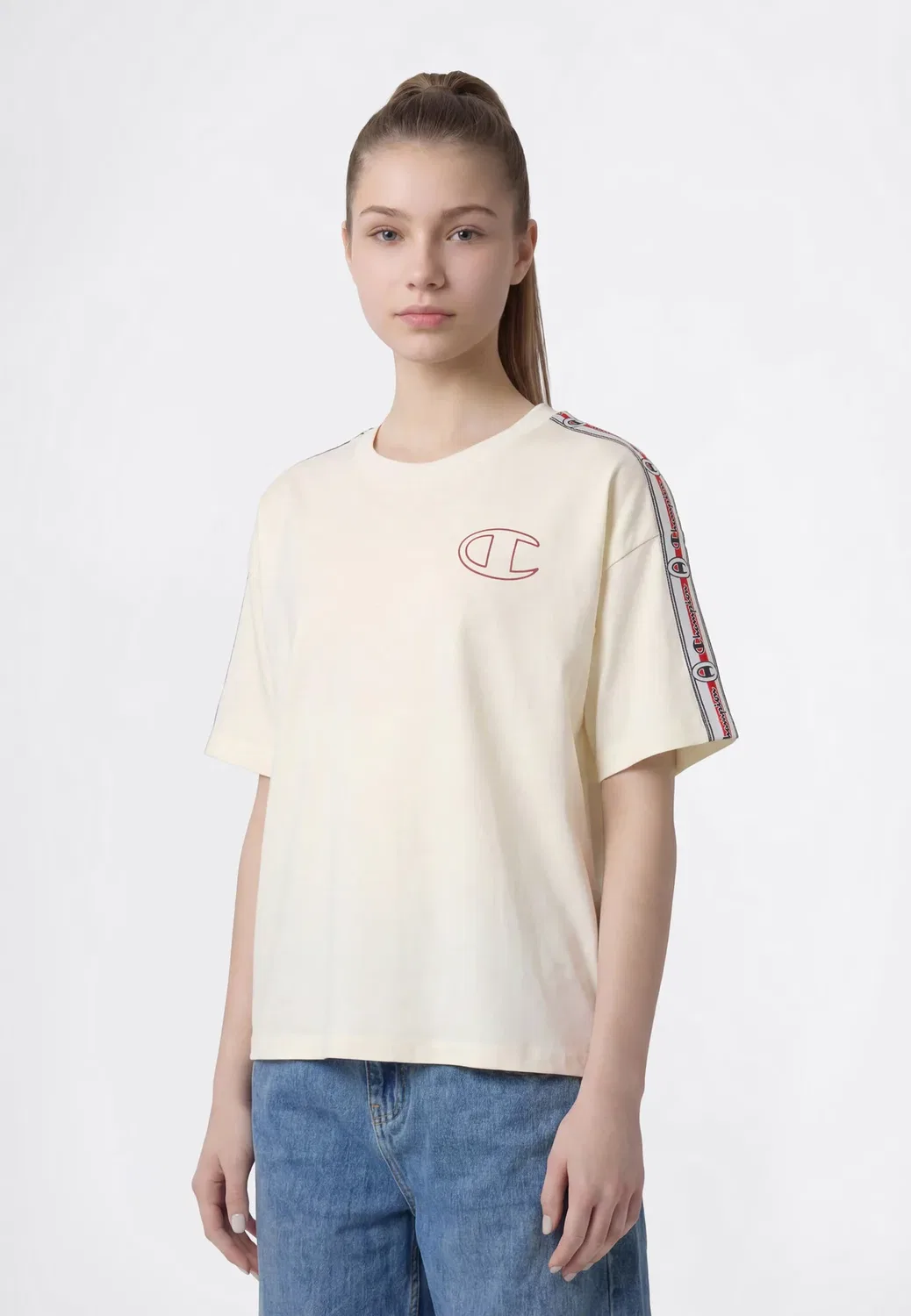 Футболка с принтом Ss tee c-tape Champion, Sand — фото 2