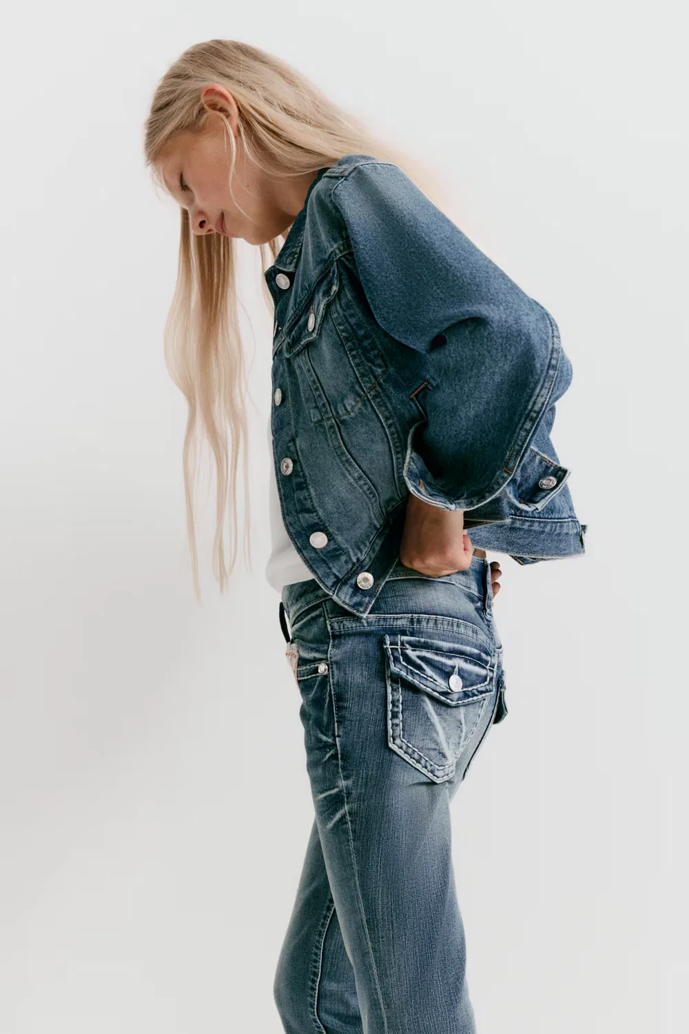 Узкие джинсы-клеш с низкой посадкой H&M, Denimblau — фото 4