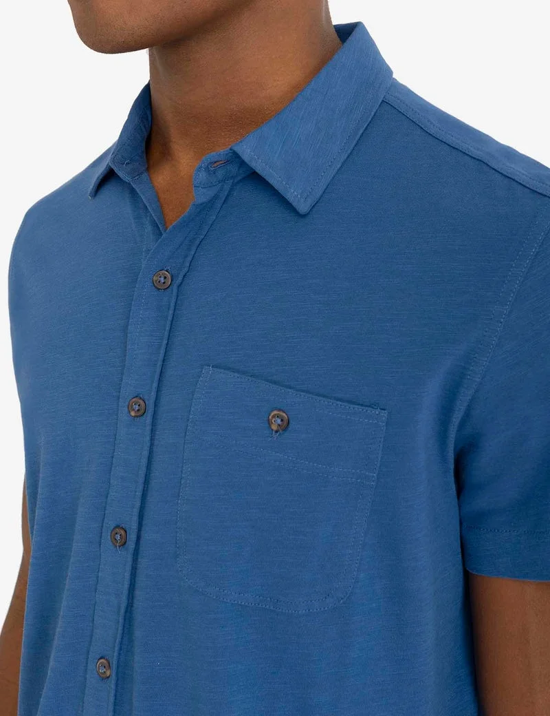 Мужская рубашка U.S. Polo Assn. Full Placket Slub Jersey, синий — фото 4
