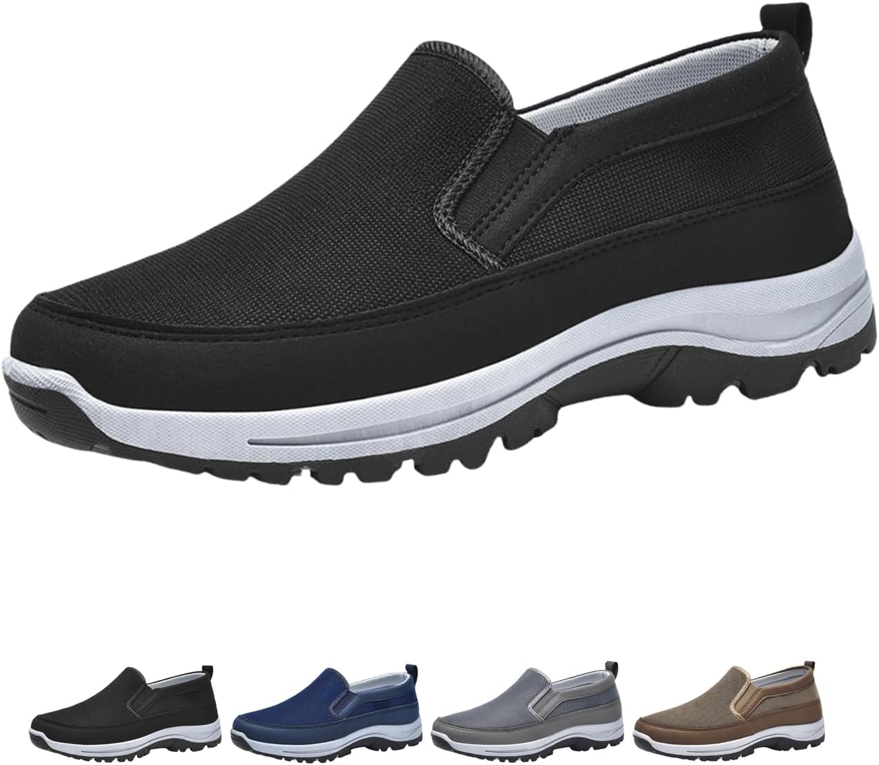 

Мужская обувь Auguscare, мужские слипоны из ткани, комфортные дышащие кроссовки, повседневные нескользящие эспадрильи с поддержкой свода стопы Generic, черный