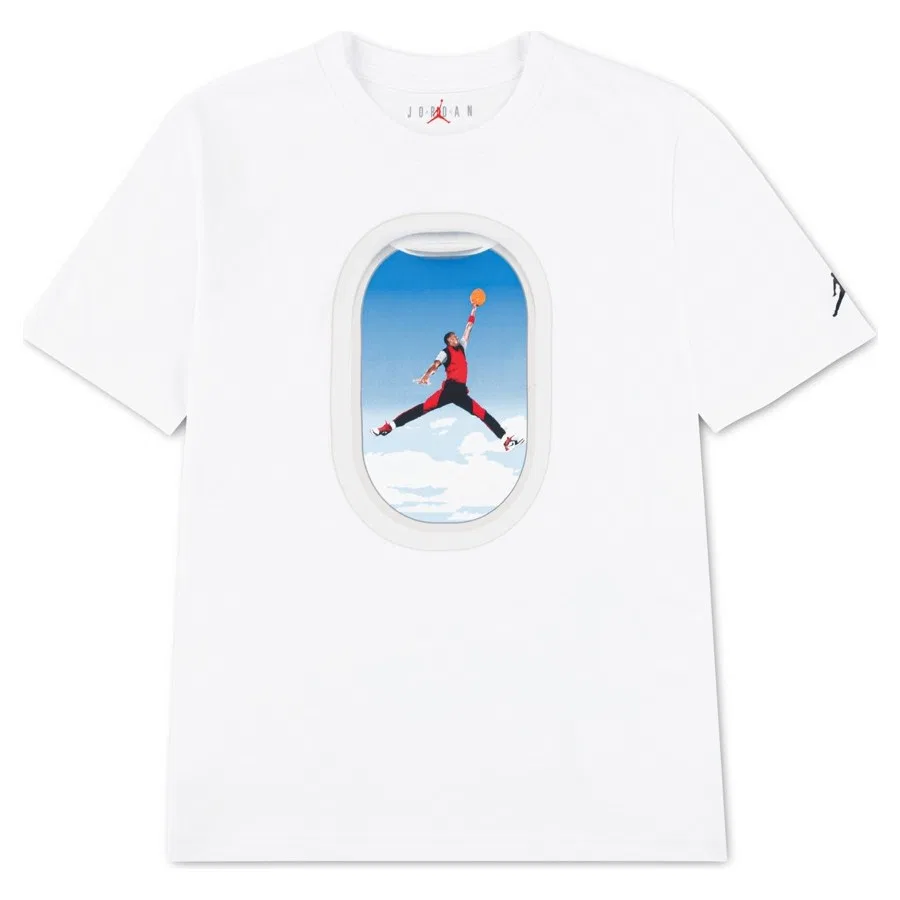 Детская футболка с принтом Air Jordan Plane Window Nike, Белый