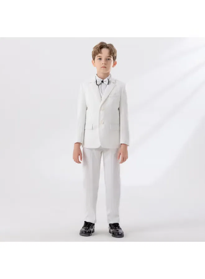 Комплект костюм белый с цветком модель White Gentleman Luobobeibei, белый — фото 3