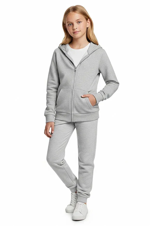 Детский спортивный комплект для девочек 3 предмета Ya Ko Kids, Gray-Blue-Black — фото 2