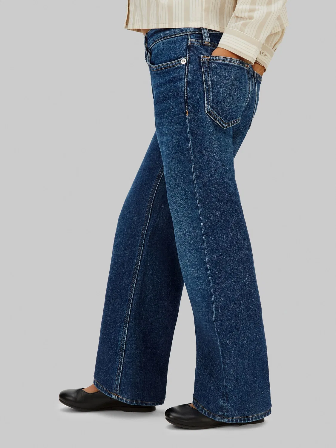 Джинсы с высокой посадкой, широкие Calvin Klein, синие — фото 3
